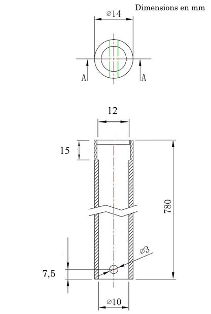 Barre extérieure Ø14mm